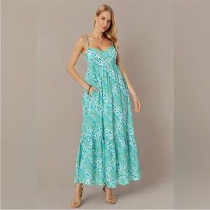 Lilly Pulitzer Turquoise & Aqua Printed Maxi Dress